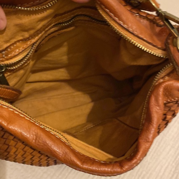 VERA PELLE  Made in Italy Woven Tan Leather Shoulder Bag / crossbody bag . - Picture 8 of 11